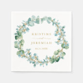 Serviette En Papier Élégant Mariage d'Eucalyptus or Wreath (Devant)