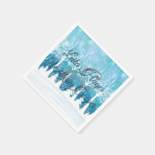 Serviette En Papier Elégant Mariage d'hiver bleu (Coin)
