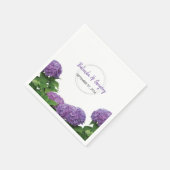 Serviette En Papier Élégant Mariage d'Hydrangée violette (Coin)