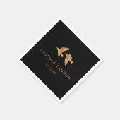 Serviette En Papier Elégant Mariage d'Oiseaux d'Or (Coin)