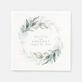 Serviette En Papier Elégant Mariage Dusty Blue Green (Devant)