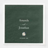 Serviette En Papier Élégant Mariage Emerald Green et White Daisy (Devant)