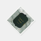 Serviette En Papier Élégant Mariage Emerald Green Gold Frame (Coin)