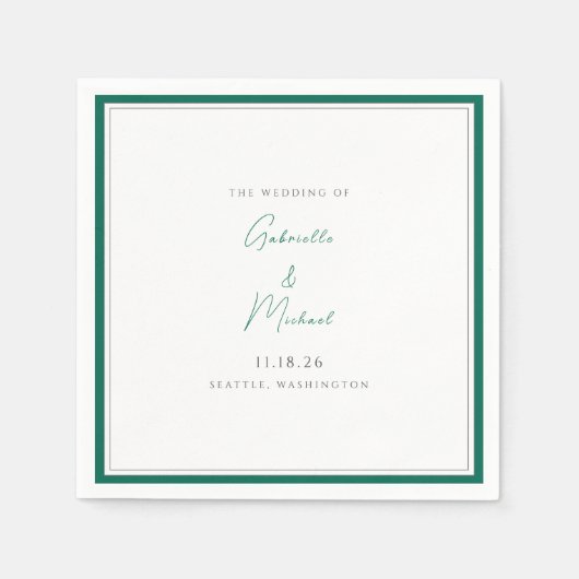 Serviette En Papier Élégant Mariage Emerald Green Serviettes (Devant)