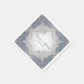 Serviette En Papier Élégant Mariage En Dentelle Sur Bleu Gradient (Coin)