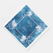 Serviette En Papier Élégant Mariage en marbre bleu (Coin)