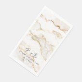Serviette En Papier Élégant Mariage en marbre Monogram (Coin)