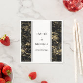 Serviette En Papier Élégant Mariage en marbre noir (En situation)