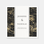 Serviette En Papier Élégant Mariage en marbre noir (Devant)