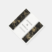 Serviette En Papier Élégant Mariage en marbre noir (Coin)