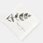 Serviette En Papier Élégant Mariage Eucalyptus Vert Sage Argent (Coin)
