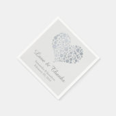 Serviette En Papier Élégant Mariage Faux Argent Foil Heart (Coin)