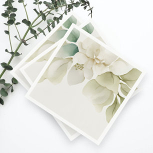 Serviette En Papier Élégant mariage feuillage vert bouché
