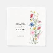 Serviette En Papier Élégant Mariage Fleur sauvage (Devant)