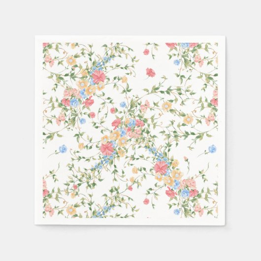 Serviette En Papier Élégant Mariage Fleur sauvage (Devant)