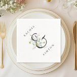 Serviette En Papier Elégant Mariage Fleur sauvage aquarelle<br><div class="desc">Cette élégante serviette de mariage est ornée d'une esperluette ornée de fleurs sauvages d'aquarelle peints en blanc,  vert pâle,  jaune et violet avec vos noms. Pour une personnalisation plus avancée de cette conception,  cliquez sur le BOUTON OUTIL DESIGN BLEU ci-dessus ! Des articles correspondants sont également disponibles.</div>
