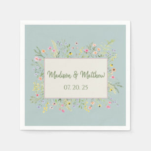 Serviette En Papier Élégant Mariage Fleur sauvage de printemps