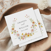 Serviette En Papier Élégant Mariage Fleur sauvage rose Bow