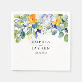 Serviette En Papier Élégant mariage fleuri jaune blanc (Devant)