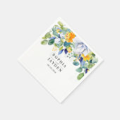 Serviette En Papier Élégant mariage fleuri jaune blanc (Coin)