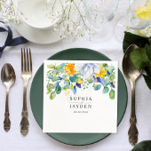 Serviette En Papier Élégant mariage fleuri jaune blanc