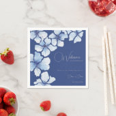 Serviette En Papier Elégant Mariage Fleurs Bleues Accueil (En situation)