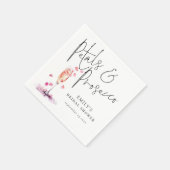 Serviette En Papier Élégant Mariage Fleurs et Prosecco pour une Mariée (Coin)