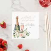 Serviette En Papier Élégant Mariage Fleurs Roses et Prosecco (En situation)