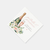 Serviette En Papier Élégant Mariage Fleurs Roses et Prosecco (Coin)