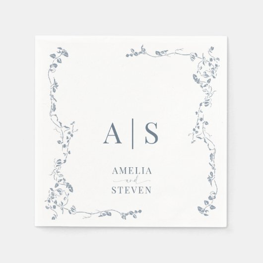 Serviette En Papier Élégant Mariage floral (Devant)