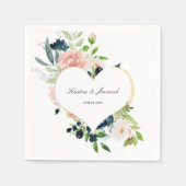 Serviette En Papier Élégant Mariage floral bleu bleu bleu rose rose (Devant)
