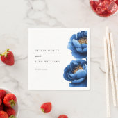 Serviette En Papier Elégant Mariage floral bleu marine (En situation)