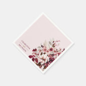Serviette En Papier Élégant Mariage floral Bourgogne (Coin)