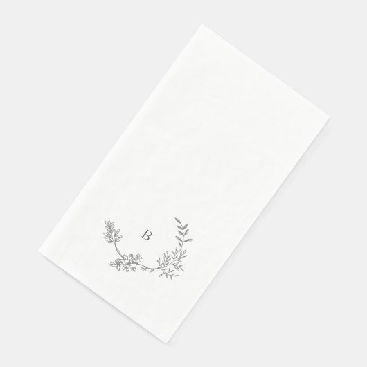 Serviette En Papier Élégant Mariage floral croqué (Coin)