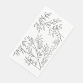 Serviette En Papier Élégant Mariage floral croqué (Coin)