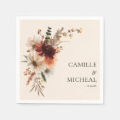 Serviette En Papier Élégant Mariage floral d'automne (Devant)