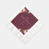 Serviette En Papier Élégant Mariage floral de Bourgogne Marsala (Coin)