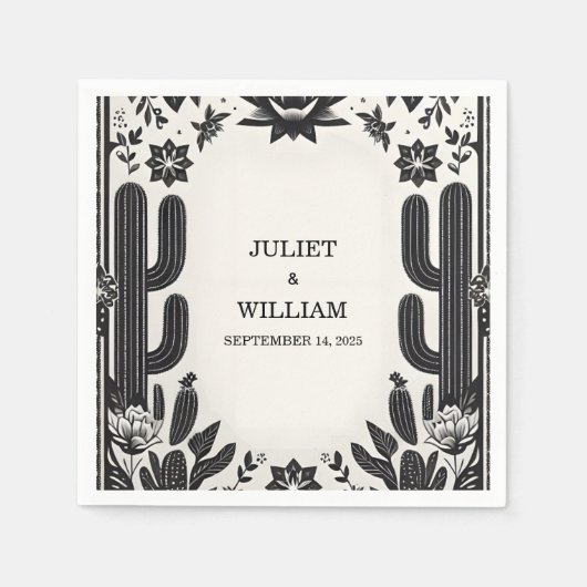Serviette En Papier Élégant Mariage Floral de Fiesta Cactus (Devant)