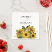 Serviette En Papier Élégant Mariage floral de tournesol (En situation)