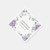 Serviette En Papier Élégant Mariage floral d'Hydrangée violette (Coin)