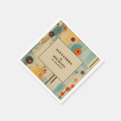 Serviette En Papier Élégant Mariage floral du milieu du siècle (Coin)