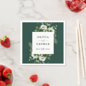 Serviette En Papier Élégant Mariage floral Emerald Green Napkin (En situation)