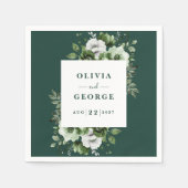 Serviette En Papier Élégant Mariage floral Emerald Green Napkin (Devant)