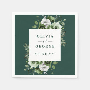 Serviette En Papier Élégant Mariage floral Emerald Green Napkin