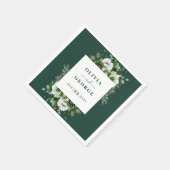 Serviette En Papier Élégant Mariage floral Emerald Green Napkin (Coin)