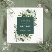 Serviette En Papier Élégant Mariage floral Emerald Green Napkin