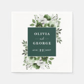 Serviette En Papier Élégant Mariage floral Emerald Green Napkin (Devant)
