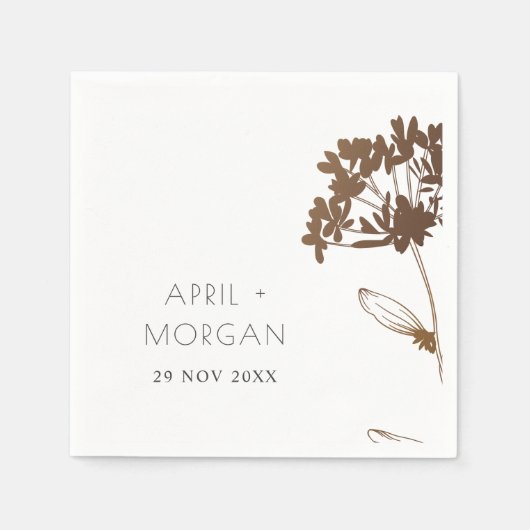 SERVIETTE EN PAPIER ÉLÉGANT MARIAGE FLORAL FOIL HYDRANGEA EN CUIVRE (Devant)
