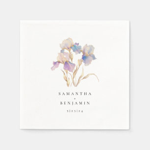 Serviette En Papier Élégant Mariage floral Iris