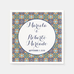 Serviette En Papier Élégant Mariage Floral Mexicain Talavera